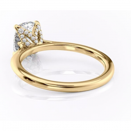 Inel de logodnă Luma din aur Galben 14kt cu moissanite tăietură pernă – Solitar rafinată pentru profil înalt | Personalizează și configurează gratuit online [3]