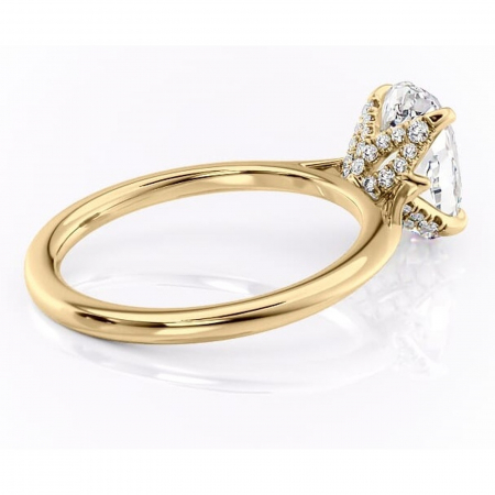 Inel de logodnă Luma din aur Galben 18kt cu moissanite tăietură ovală – Solitar rafinată pentru profil înalt | Personalizează și configurează gratuit online [2]