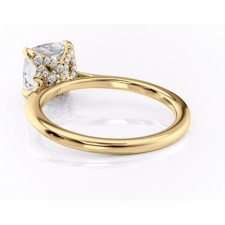 Inel de logodnă Luma din aur Galben 14kt cu moissanite tăietură pernă – Solitar rafinată pentru profil înalt | Personalizează și configurează gratuit online [3]