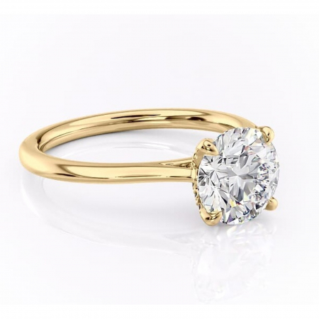 Aur galben - Inel de logodnă Luma din aur Galben 14kt cu moissanite tăietură rotundă – Solitar rafinată pentru profil înalt | Personalizează și configurează gratuit online