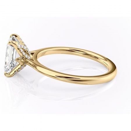 Inel de logodnă Luma din aur Galben 14kt cu moissanite tăietură smarald – Solitar rafinată pentru profil înalt | Personalizează și configurează gratuit online [5]