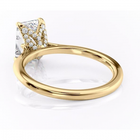 Inel de logodnă Luma din aur Galben 14kt cu moissanite tăietură smarald – Solitar rafinată pentru profil înalt | Personalizează și configurează gratuit online [3]