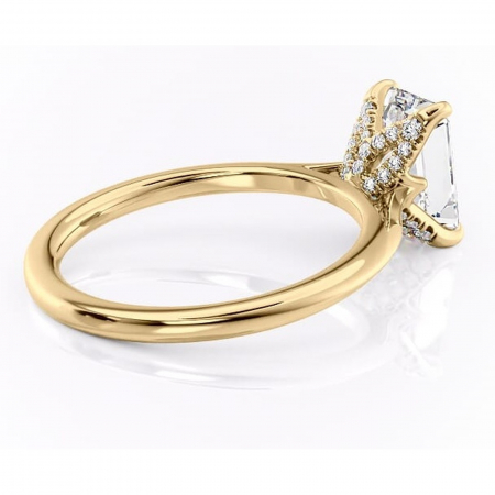 Inel de logodnă Luma din aur Galben 14kt cu moissanite tăietură smarald – Solitar rafinată pentru profil înalt | Personalizează și configurează gratuit online [2]