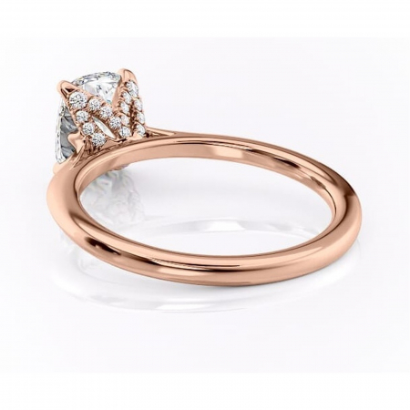 Inel de logodnă Luma din aur Rose 14kt cu moissanite tăietură pernă – Solitar rafinată pentru profil înalt | Personalizează și configurează gratuit online [3]