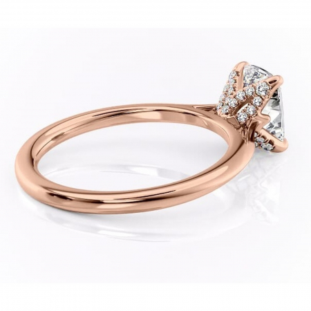 Inel de logodnă Luma din aur Rose 14kt cu moissanite tăietură pernă – Solitar rafinată pentru profil înalt | Personalizează și configurează gratuit online [2]