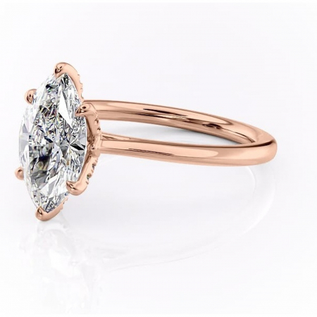 Inel de logodnă Luma din aur Rose 14kt cu moissanite tăietură marquise – Solitar rafinată pentru profil înalt | Personalizează și configurează gratuit online [6]