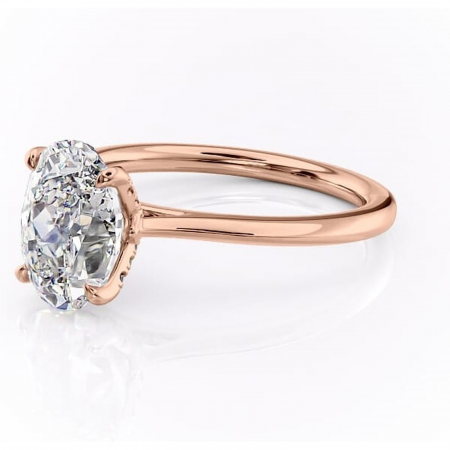 Inel de logodnă Luma din aur Rose 14kt cu moissanite tăietură ovală – Solitar rafinată pentru profil înalt | Personalizează și configurează gratuit online [6]