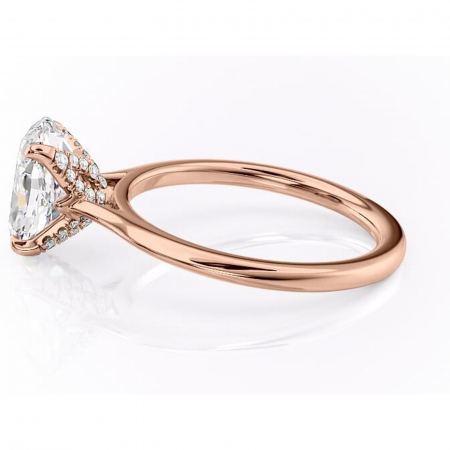 Inel de logodnă Luma din aur Rose 14kt cu moissanite tăietură ovală – Solitar rafinată pentru profil înalt | Personalizează și configurează gratuit online [5]