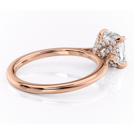 Inel de logodnă Luma din aur Rose 14kt cu moissanite tăietură pernă – Solitar rafinată pentru profil înalt | Personalizează și configurează gratuit online [2]