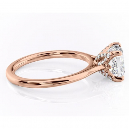 Inel de logodnă Luma din aur Rose 14kt cu moissanite tăietură pernă – Solitar rafinată pentru profil înalt | Personalizează și configurează gratuit online [1]