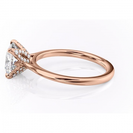Inel de logodnă Luma din aur Rose 18kt cu moissanite tăietură princess – Solitar rafinată pentru profil înalt | Personalizează și configurează gratuit online [5]