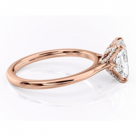 Inel de logodnă Luma din aur Rose 18kt cu moissanite tăietură radiantă – Solitar rafinată pentru profil înalt | Personalizează și configurează gratuit online [1]