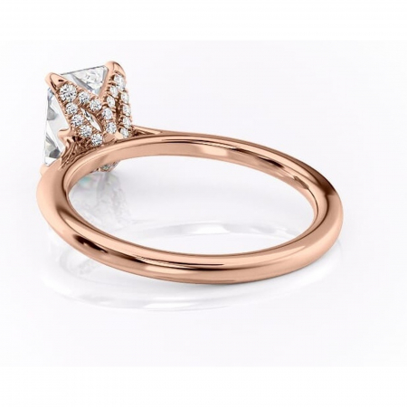 Inel de logodnă Luma din aur Rose 18kt cu moissanite tăietură radiantă – Solitar rafinată pentru profil înalt | Personalizează și configurează gratuit online [3]