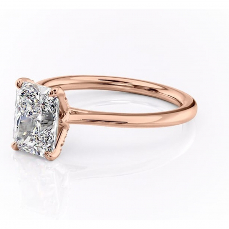 Inel de logodnă Luma din aur Rose 18kt cu moissanite tăietură radiantă – Solitar rafinată pentru profil înalt | Personalizează și configurează gratuit online [6]