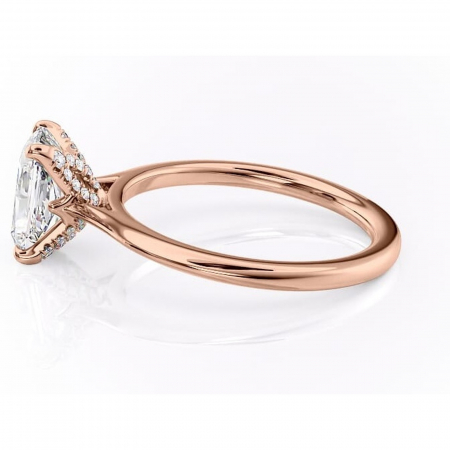 Inel de logodnă Luma din aur Rose 18kt cu moissanite tăietură radiantă – Solitar rafinată pentru profil înalt | Personalizează și configurează gratuit online [5]