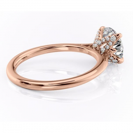 Inel de logodnă Luma din aur Rose 14kt cu moissanite tăietură rotundă – Solitar rafinată pentru profil înalt | Personalizează și configurează gratuit online [2]