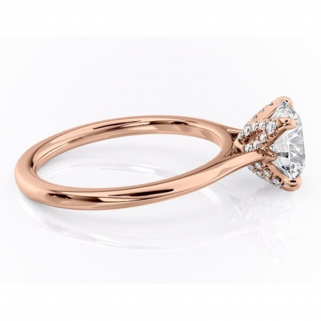 Inel de logodnă Luma din aur Rose 14kt cu moissanite tăietură rotundă – Solitar rafinată pentru profil înalt | Personalizează și configurează gratuit online [1]