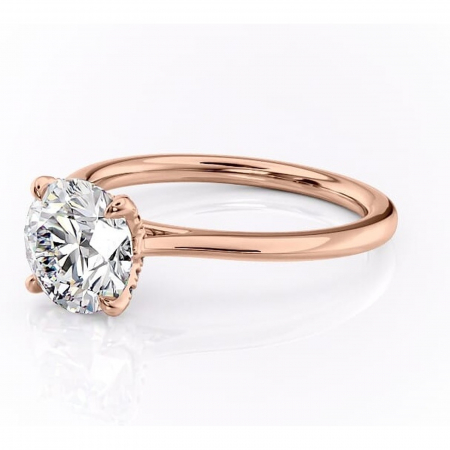 Inel de logodnă Luma din aur Rose 14kt cu moissanite tăietură rotundă – Solitar rafinată pentru profil înalt | Personalizează și configurează gratuit online [6]