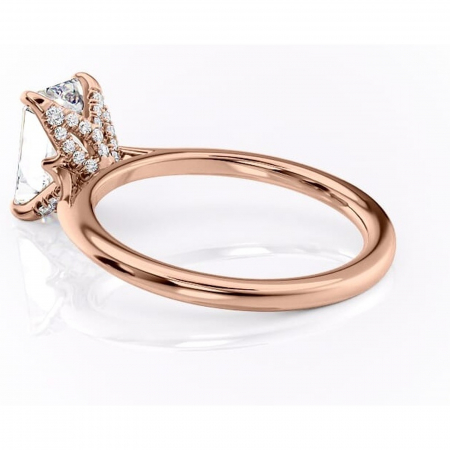 Inel de logodnă Luma din aur Rose 18kt cu moissanite tăietură smarald – Solitar rafinată pentru profil înalt | Personalizează și configurează gratuit online [4]