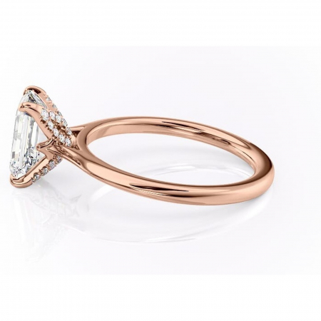 Inel de logodnă Luma din aur Rose 18kt cu moissanite tăietură smarald – Solitar rafinată pentru profil înalt | Personalizează și configurează gratuit online [5]