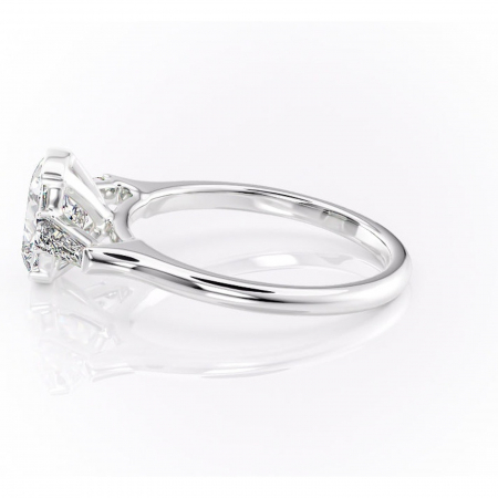 Inel de logodnă Lunaria din aur Alb 14kt cu moissanite tăietură pernă – Solitar rafinată pentru profil înalt | Personalizează și configurează gratuit online [5]