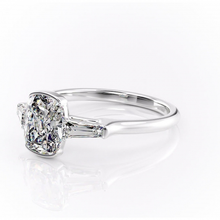 Inel de logodnă Lunaria din aur Alb 14kt cu moissanite tăietură pernă – Solitar rafinată pentru profil înalt | Personalizează și configurează gratuit online [6]