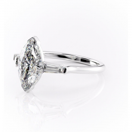 Inel de logodnă Lunaria din aur Alb 14kt cu moissanite tăietură marquise – Solitar rafinată pentru profil înalt | Personalizează și configurează gratuit online [6]