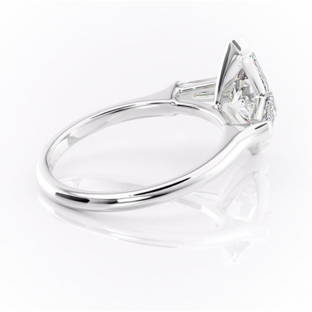 Inel de logodnă Lunaria din aur Alb 14kt cu moissanite tăietură marquise – Solitar rafinată pentru profil înalt | Personalizează și configurează gratuit online [2]