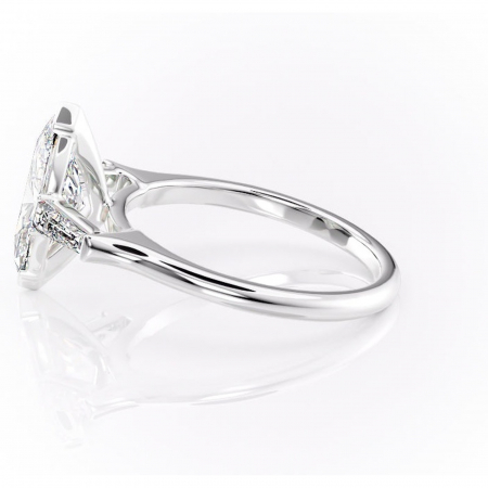 Inel de logodnă Lunaria din aur Alb 14kt cu moissanite tăietură marquise – Solitar rafinată pentru profil înalt | Personalizează și configurează gratuit online [5]