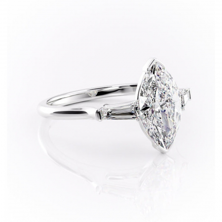 Marquise - Inel de logodnă Lunaria din aur Alb 14kt cu moissanite tăietură marquise – Solitar rafinată pentru profil înalt | Personalizează și configurează gratuit online