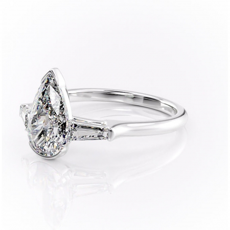 Inel de logodnă Lunaria din aur Alb 14kt cu moissanite tăietură pară – Solitar rafinată pentru profil înalt | Personalizează și configurează gratuit online [6]