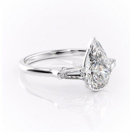 Pară - Inel de logodnă Lunaria din aur Alb 14kt cu moissanite tăietură pară – Solitar rafinată pentru profil înalt | Personalizează și configurează gratuit online