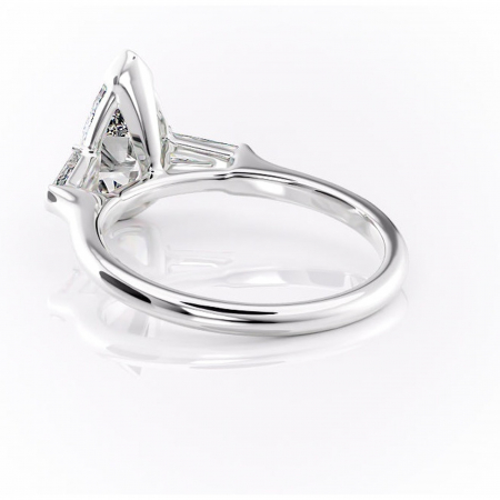 Inel de logodnă Lunaria din aur Alb 14kt cu moissanite tăietură pară – Solitar rafinată pentru profil înalt | Personalizează și configurează gratuit online [3]