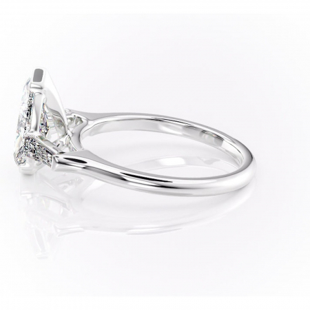 Inel de logodnă Lunaria din aur Alb 14kt cu moissanite tăietură pară – Solitar rafinată pentru profil înalt | Personalizează și configurează gratuit online [5]