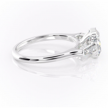 Inel de logodnă Lunaria din aur Alb 14kt cu moissanite tăietură pernă – Solitar rafinată pentru profil înalt | Personalizează și configurează gratuit online [1]