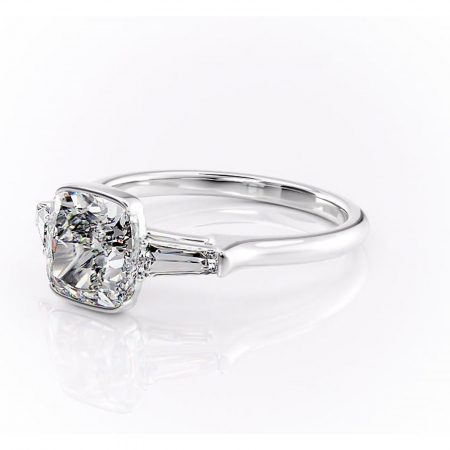 Inel de logodnă Lunaria din aur Alb 14kt cu moissanite tăietură pernă – Solitar rafinată pentru profil înalt | Personalizează și configurează gratuit online [6]