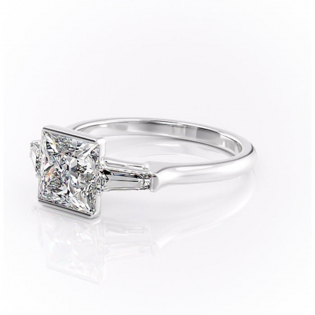 Inel de logodnă Lunaria din aur Alb 14kt cu moissanite tăietură princess – Solitar rafinată pentru profil înalt | Personalizează și configurează gratuit online [6]