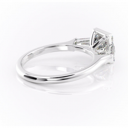 Inel de logodnă Lunaria din aur Alb 14kt cu moissanite tăietură princess – Solitar rafinată pentru profil înalt | Personalizează și configurează gratuit online [2]