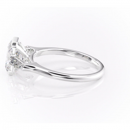 Inel de logodnă Lunaria din aur Alb 14kt cu moissanite tăietură radiantă – Solitar rafinată pentru profil înalt | Personalizează și configurează gratuit online [5]