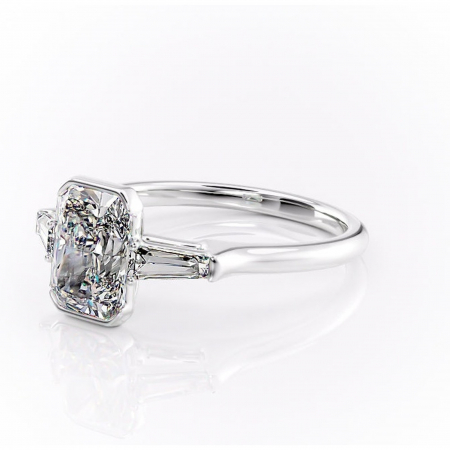 Inel de logodnă Lunaria din aur Alb 14kt cu moissanite tăietură radiantă – Solitar rafinată pentru profil înalt | Personalizează și configurează gratuit online [6]