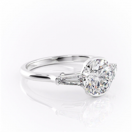 14K - Inel de logodnă Lunaria din aur Alb 14kt cu moissanite tăietură rotundă – Solitar rafinată pentru profil înalt | Personalizează și configurează gratuit online