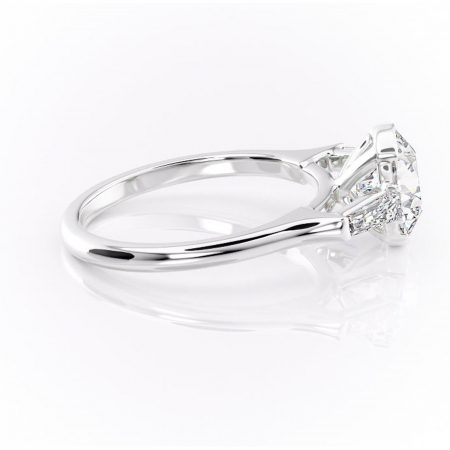 Inel de logodnă Lunaria din aur Alb 14kt cu moissanite tăietură rotundă – Solitar rafinată pentru profil înalt | Personalizează și configurează gratuit online [1]