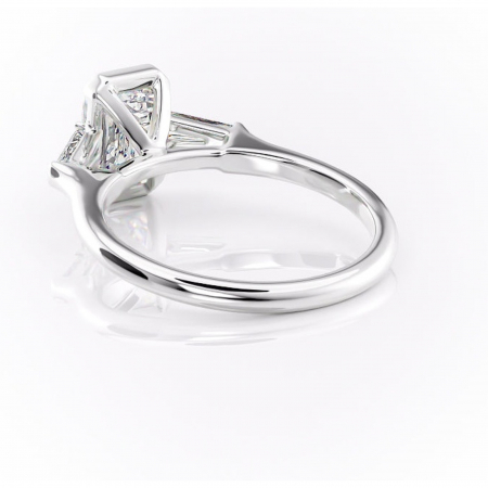 Inel de logodnă Lunaria din aur Alb 14kt cu moissanite tăietură smarald – Solitar rafinată pentru profil înalt | Personalizează și configurează gratuit online [3]