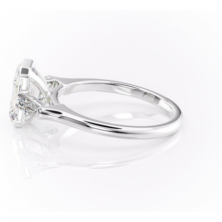 Inel de logodnă Lunaria din aur Alb 14kt cu moissanite tăietură smarald – Solitar rafinată pentru profil înalt | Personalizează și configurează gratuit online [5]