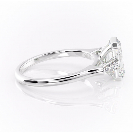 Inel de logodnă Lunaria din aur Alb 14kt cu moissanite tăietură smarald – Solitar rafinată pentru profil înalt | Personalizează și configurează gratuit online [1]