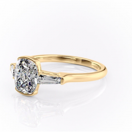 Inel de logodnă Lunaria din aur Galben 14kt cu moissanite tăietură pernă – Solitar rafinată pentru profil înalt | Personalizează și configurează gratuit online [6]