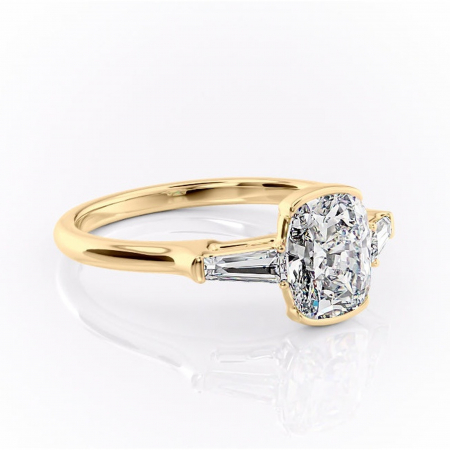 Aur galben - Inel de logodnă Lunaria din aur Galben 14kt cu moissanite tăietură pernă – Solitar rafinată pentru profil înalt | Personalizează și configurează gratuit online