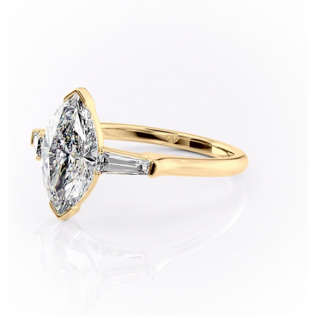 Inel de logodnă Lunaria din aur Galben 18kt cu moissanite tăietură marquise – Solitar rafinată pentru profil înalt | Personalizează și configurează gratuit online [6]