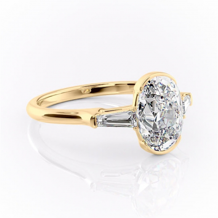 Ovală - Inel de logodnă Lunaria din aur Galben 18kt cu moissanite tăietură ovală – Solitar rafinată pentru profil înalt | Personalizează și configurează gratuit online