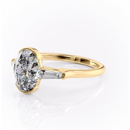 Inel de logodnă Lunaria din aur Galben 18kt cu moissanite tăietură ovală – Solitar rafinată pentru profil înalt | Personalizează și configurează gratuit online [6]